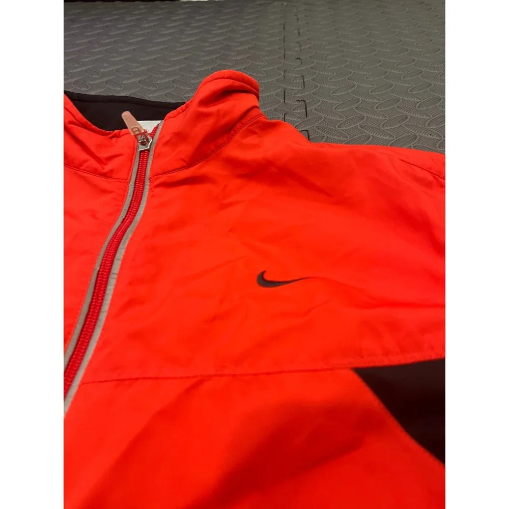 Nike Windbreaker Womens M Red‎ Black Dri-Fit Full Zip Running Sporty